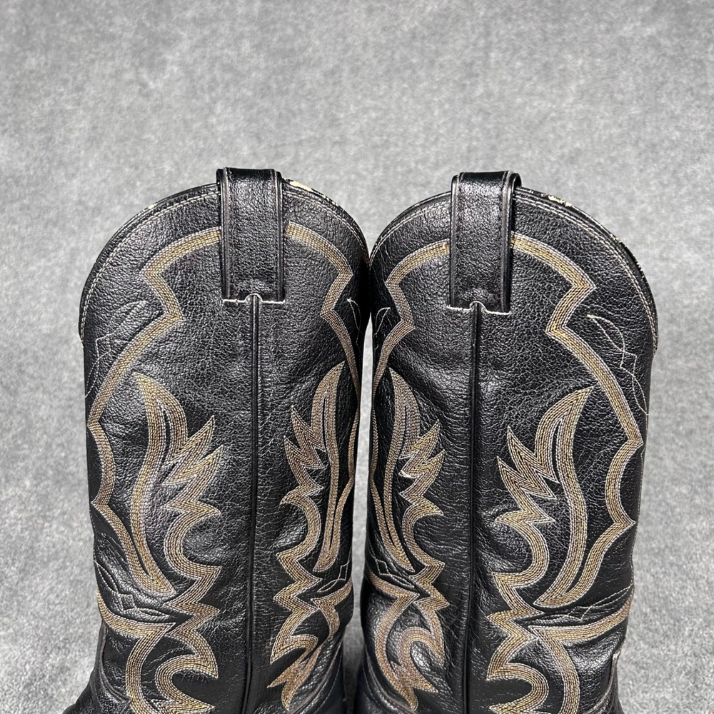 Vintage Justin Cowboy Western Boots Mens 7.5 EE Black Leather Pointed USA 1269 - Picture 13 of 16